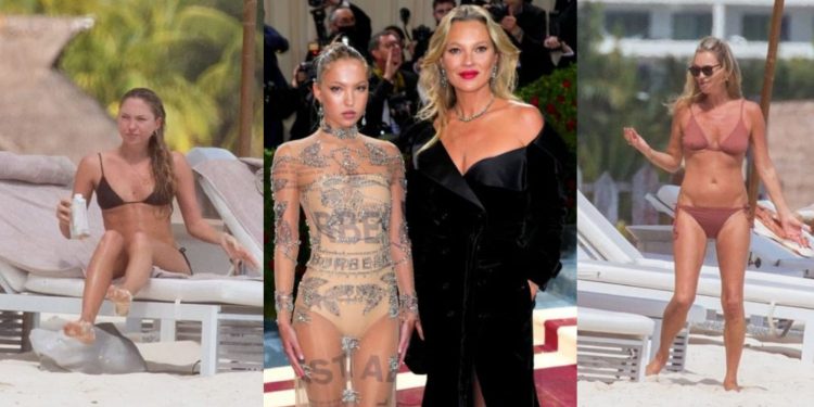 Kate Moss kızıyla tatilde